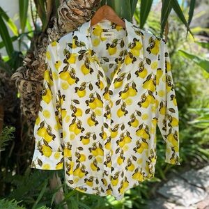 L'AGENCE Lemon Print Dani Silk Blouse